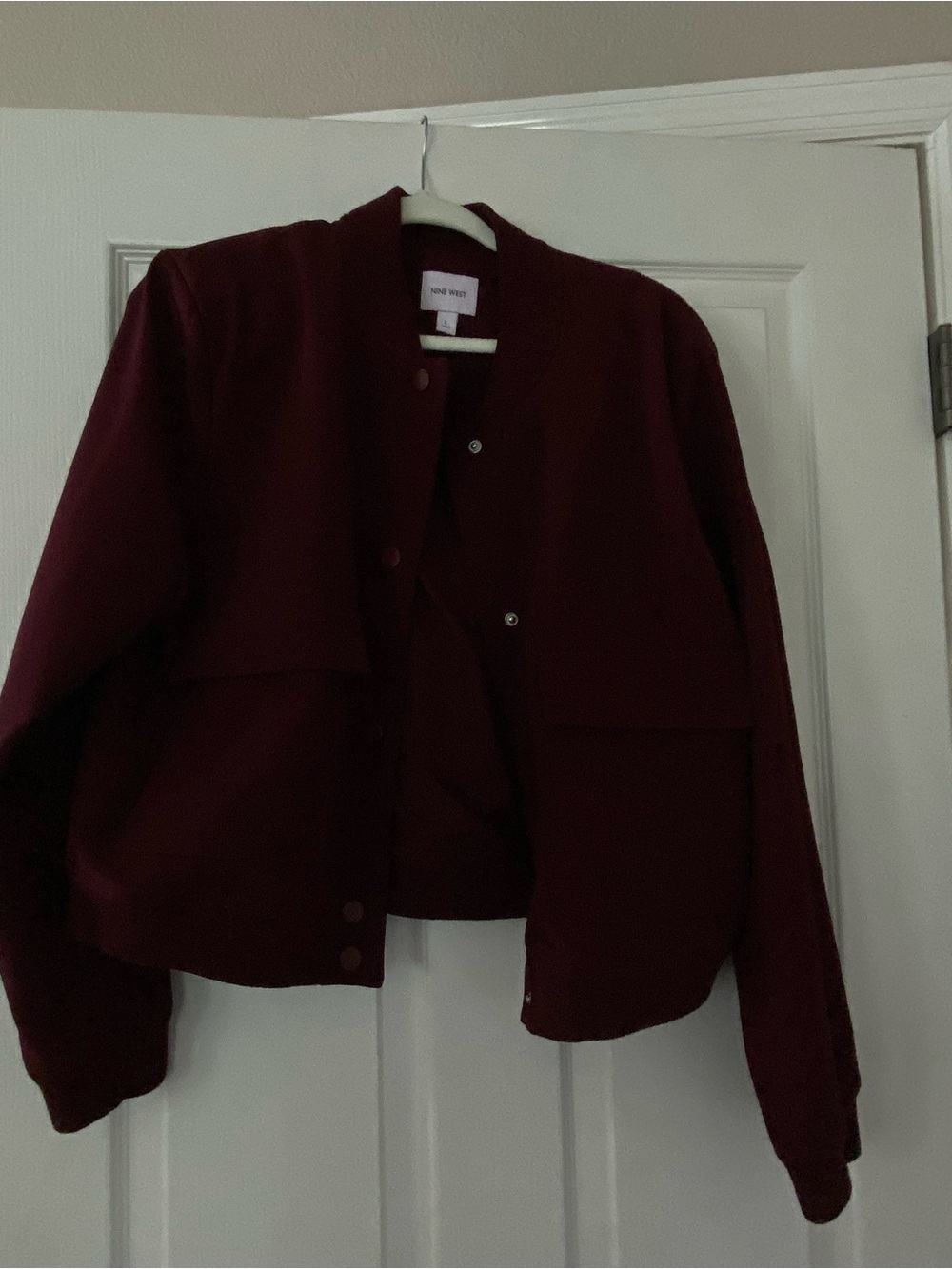 Nine West Women’s Burgundy Wine Bomber Jacket